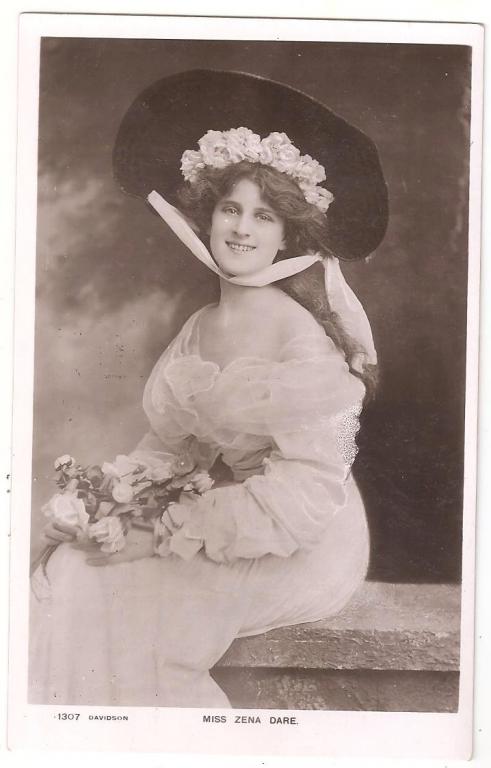 Старинная антикварная открытка - Актриса Мисс Зена ДаРе - Англия Начало ХХ века