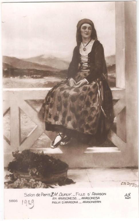 Старинная открытка - Дочь Арагона - Художник Дюпюи - Парижский салон - Франция | Живопись Искусство