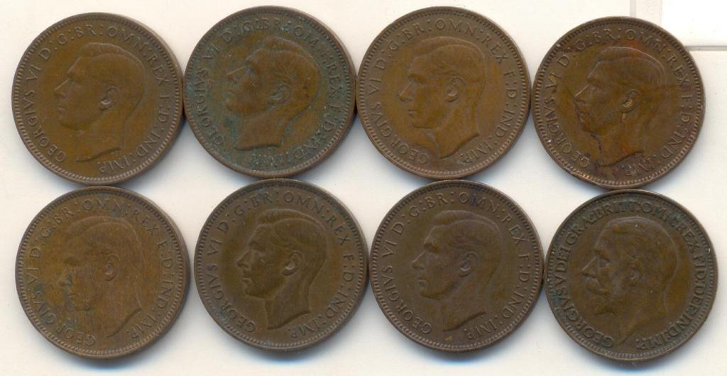 Англия 8 фартингов 1931-1948 год разные годы.Великобритания.