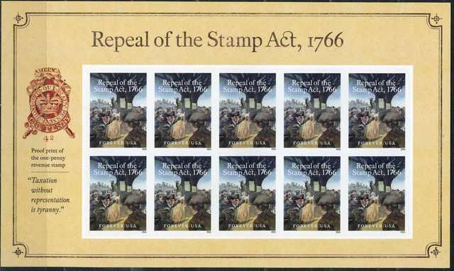 США 2016 Отмена закона о Гербовом сборе (лист)**