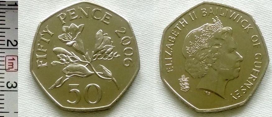 Гернси,50 пенсов 2006 год,никель