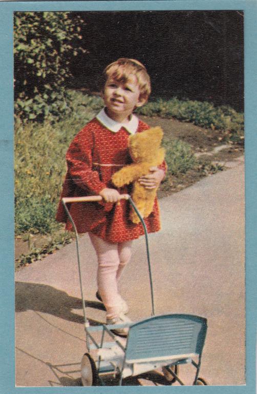 На солнышке Девочка Дети Мишка плюшевый Коляска Игрушка