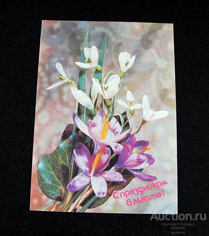 Открытка СССР. С праздником 8 Марта! Фото И. Дергилева, 1987 год, чистая