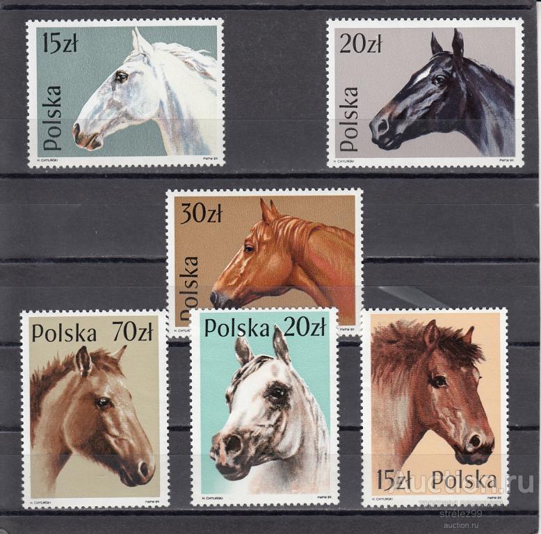 POLSKA  ПОЛЬША  Коневодство Кони Серия  1989  Сост**