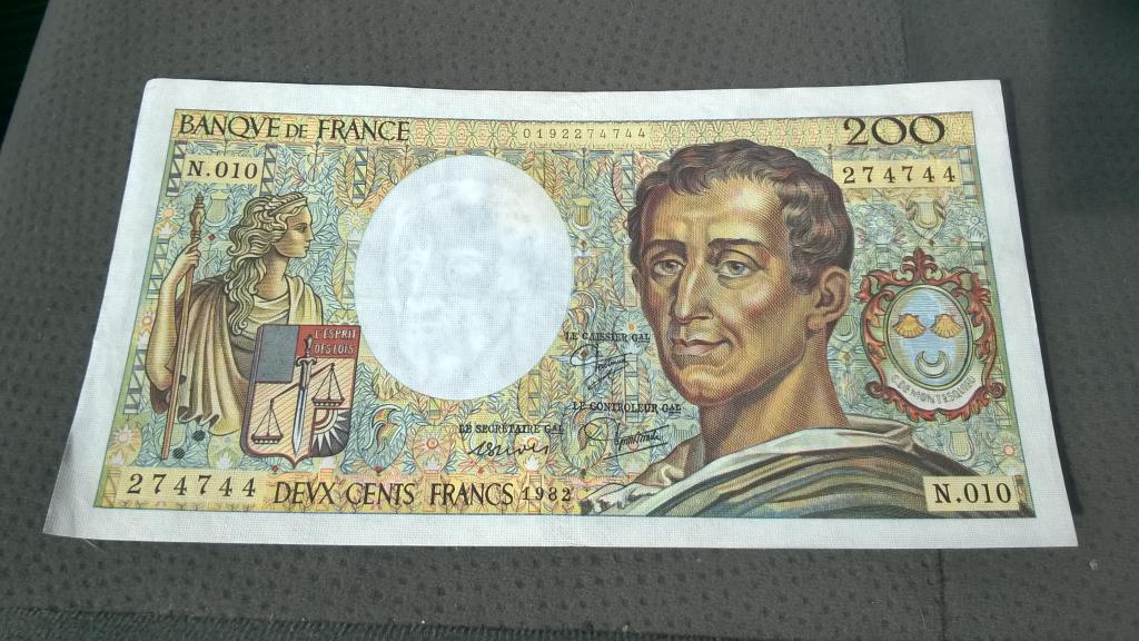 Франция 200 франков 1984 aUNC (СПб) Монтескье p-155