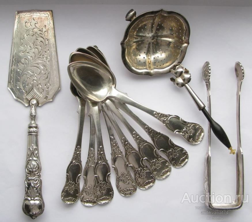 Десертный набор столового серебра, Россия, Рига, 1862-1866гг. Пробирный мастер-Людвиг Христиан Зук,