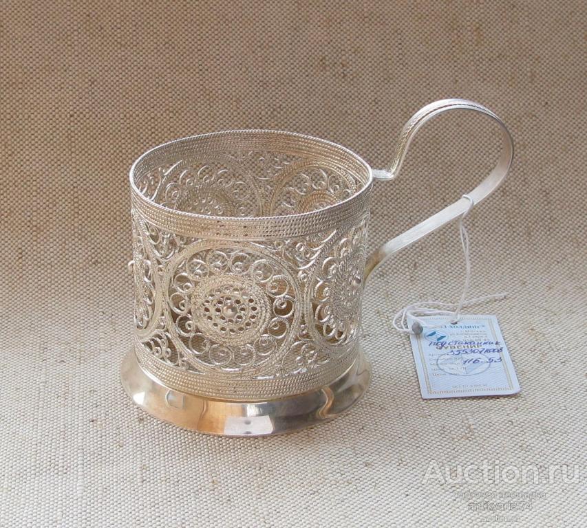 Подстаканник, серебро 925 проба, скань, ручная работа, п. Красное, 116.53 грамм , 85мм.