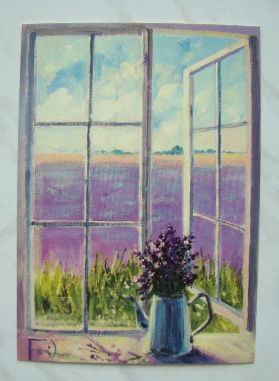 Пейзаж в окне живопись