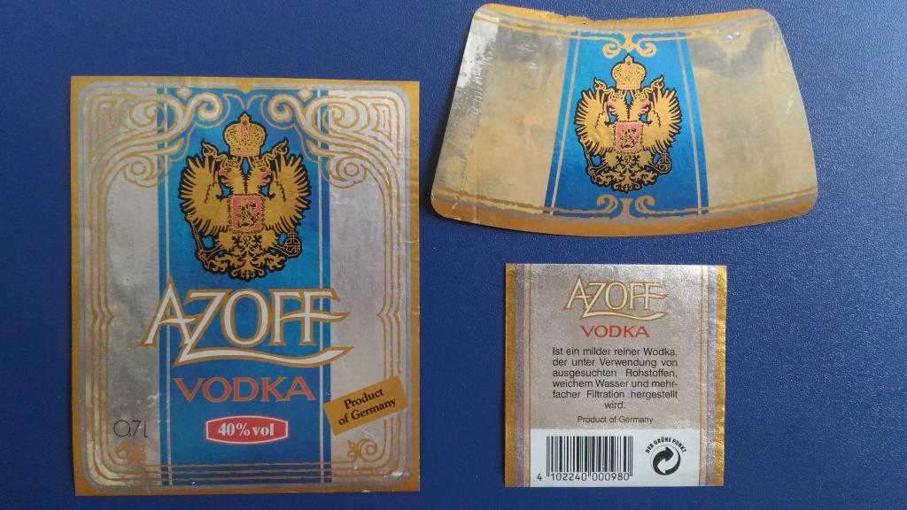 Этикетка Водка импортная VODKA Германия