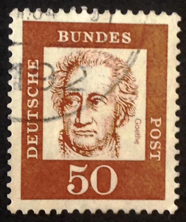 ФРГ 1961 г. Известные люди. Поэт Иоганн Вольфганг Гёте. Mi: DE 356.