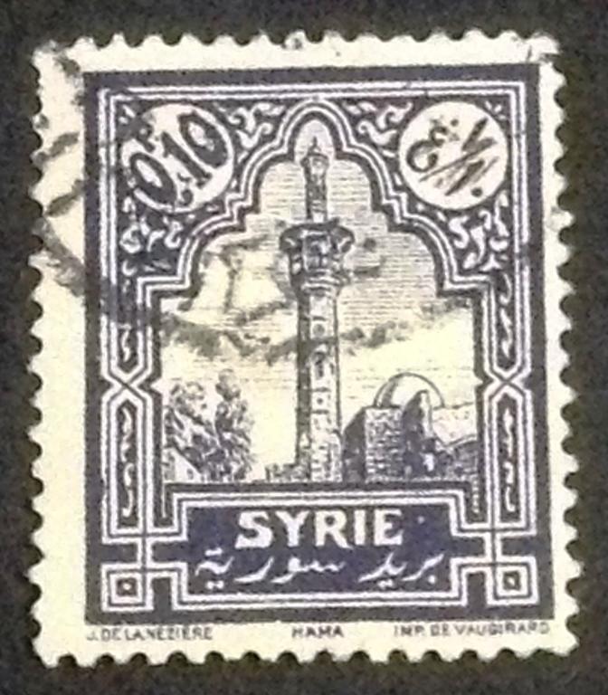 Сирия 1925 г. Архитектура. Минарет в Хаме. Mi: SY 263.
