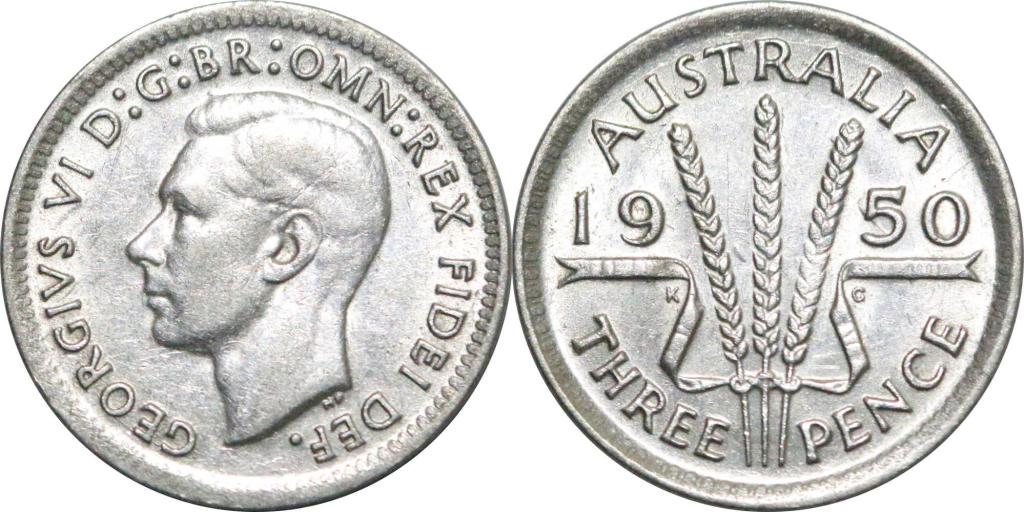 3 пенса 1950. Австралия. Георг VI. UNC. 1058