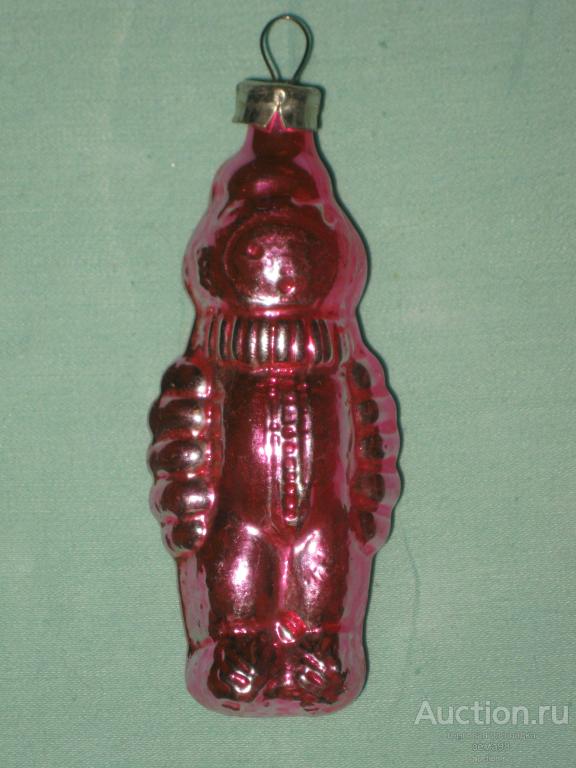 Елочная игрушка. Космонавт. Подвеска. Стекло. СССР.