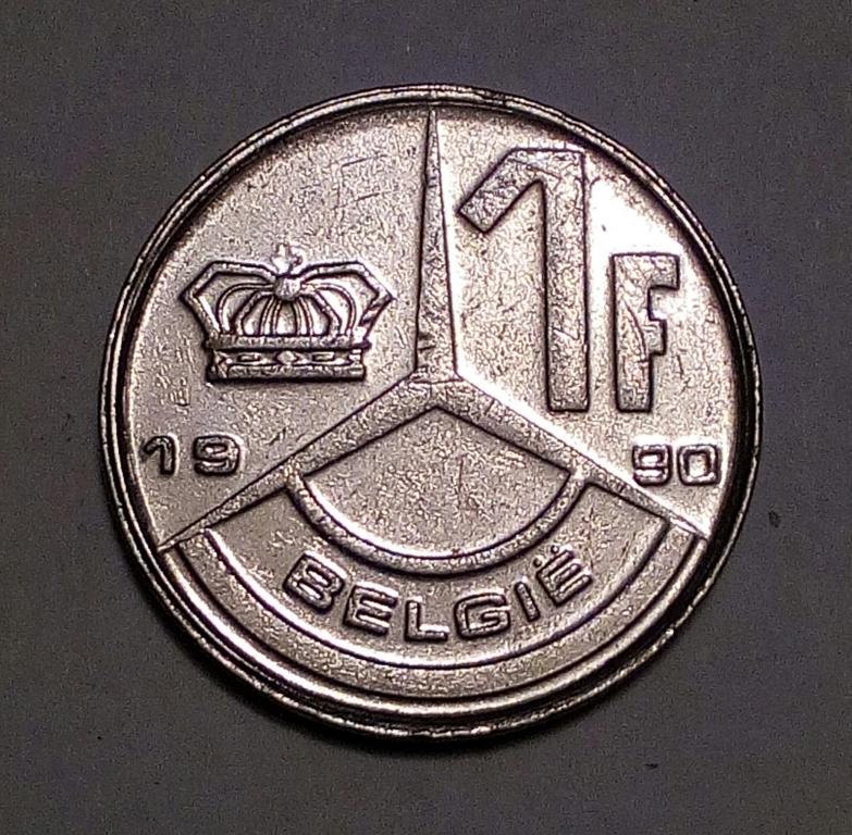 БЕЛЬГИЯ. 1 ФРАНК 1990 г. (414)
