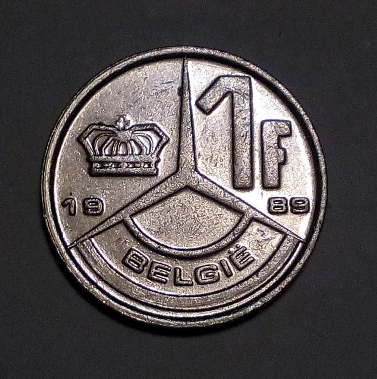 БЕЛЬГИЯ. 1 ФРАНК 1989 г. (411)