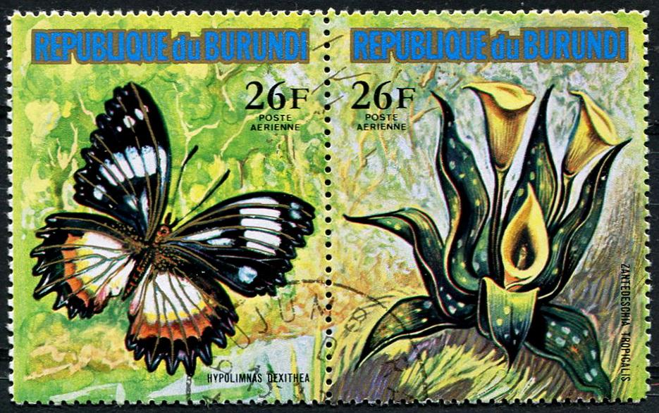 1973 г бурунди фауна бабочки цветы гаш