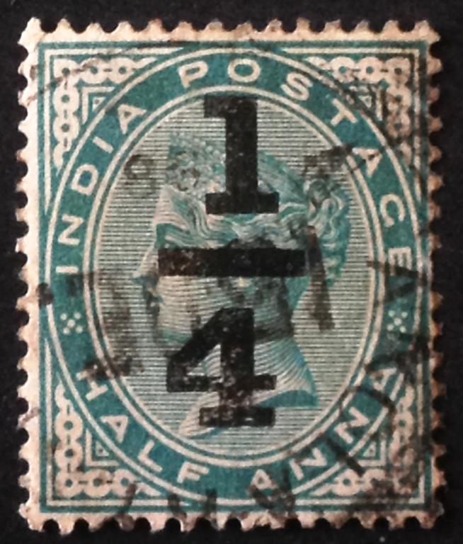 Индия 1898 г. Королева Виктория. Надпечатка. Mi: IN 48.