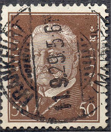 Германия (Веймар) 1928 г. стандарт  марка № 420 Гинденбург (президент)  гашеная