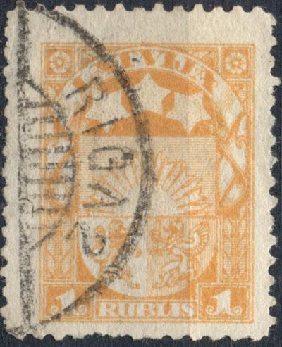 Латвия 1921 г. стандарт марка № 78  гашеная