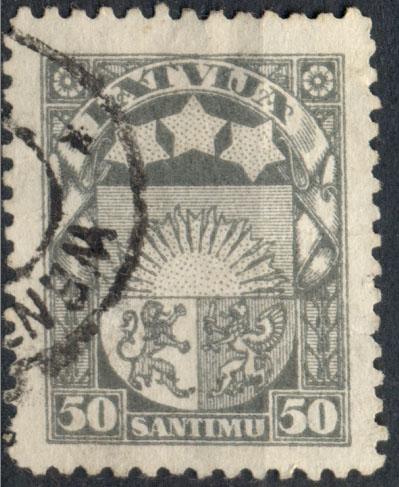 Латвия 1923 г. стандарт марка № 97  гашеная