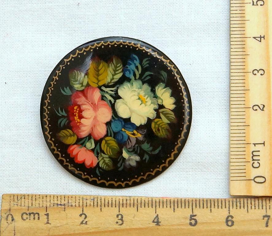 БРОШЬ   ручная роспись  ВИНТАЖ   СССР   ( 33 )