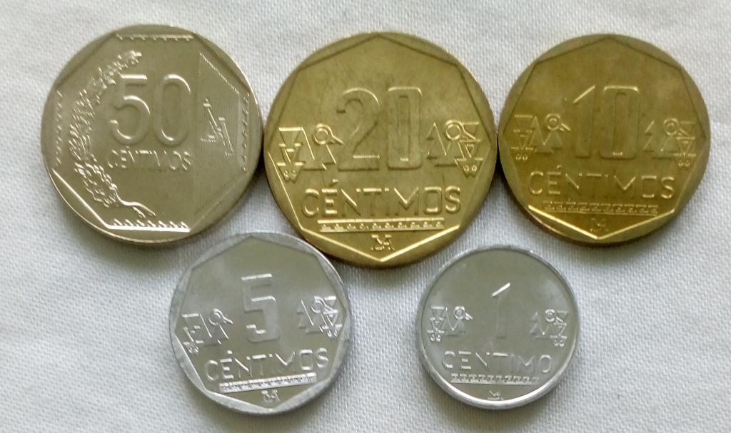 Перу,набор 5 монет 2010 год,никель