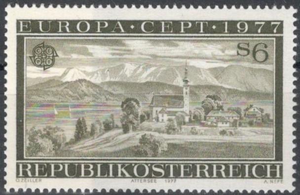 Австрия, 1977, № 1553, € 2, MNH, полн., EUROPA CERT, Европейские пейзажи