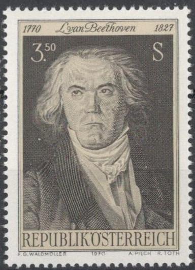 Австрия, 1970, № 1352, € 0,7 , MNH, полн., день рождения Людвига ван Бетховена