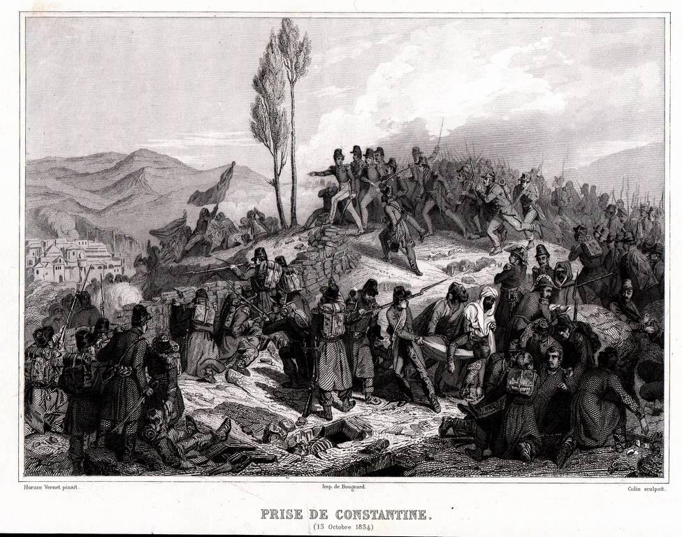 Гравюра Франция Армия завоевания Алжира Африка 1834 Константина 1853 г.ориг..сост.