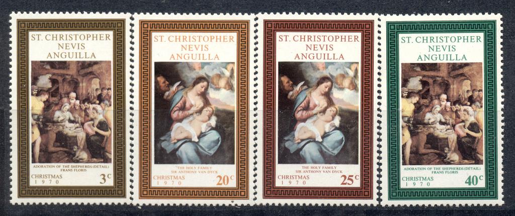 Сент Кристофер Невис и Ангилья 1970 серия Рождество * (след наклейки)