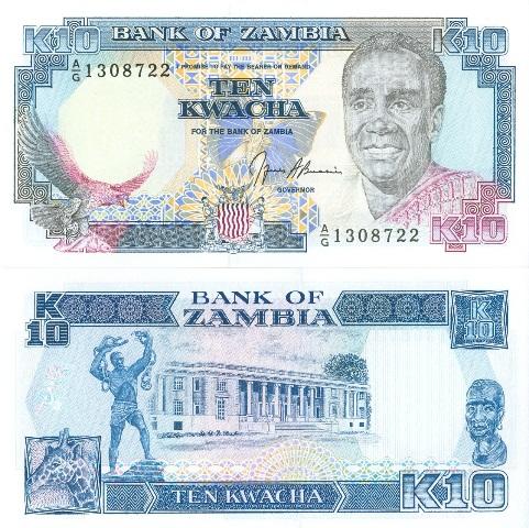 Замбия 10 квача 1991 / 1989 P31b пресс unc