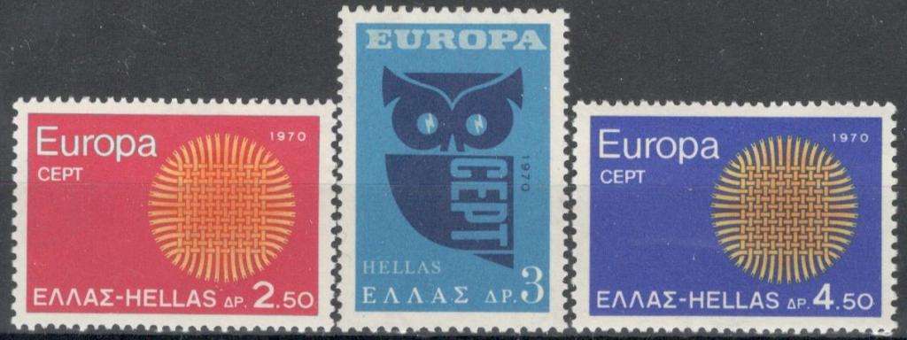 Греция, 1970, № 1040-1042, € 10, MNH, полн., EUROPA CEPT