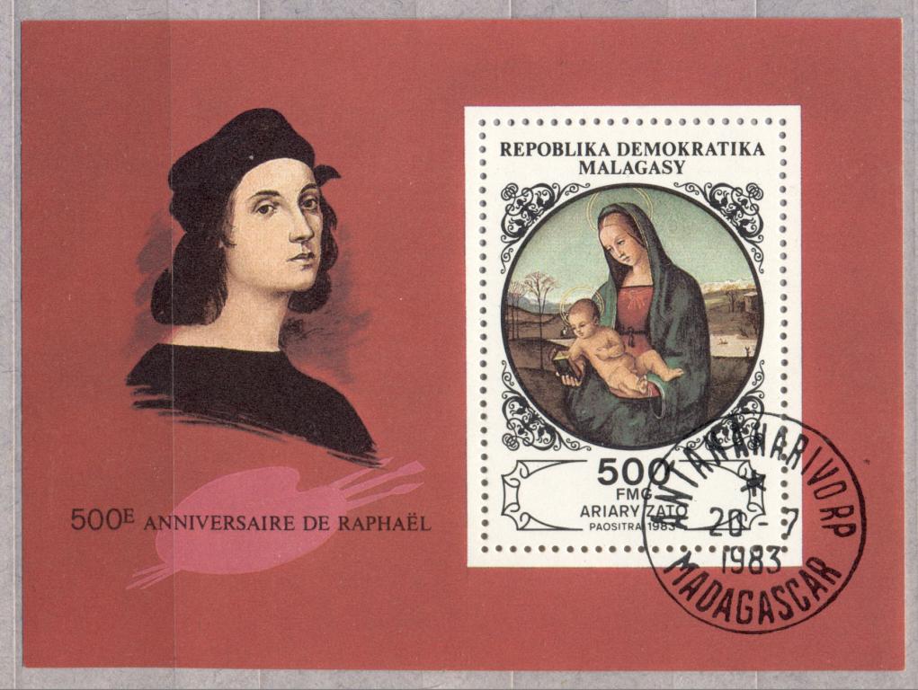 Мадагаскар 19783г. блок Рафаэль гашеная