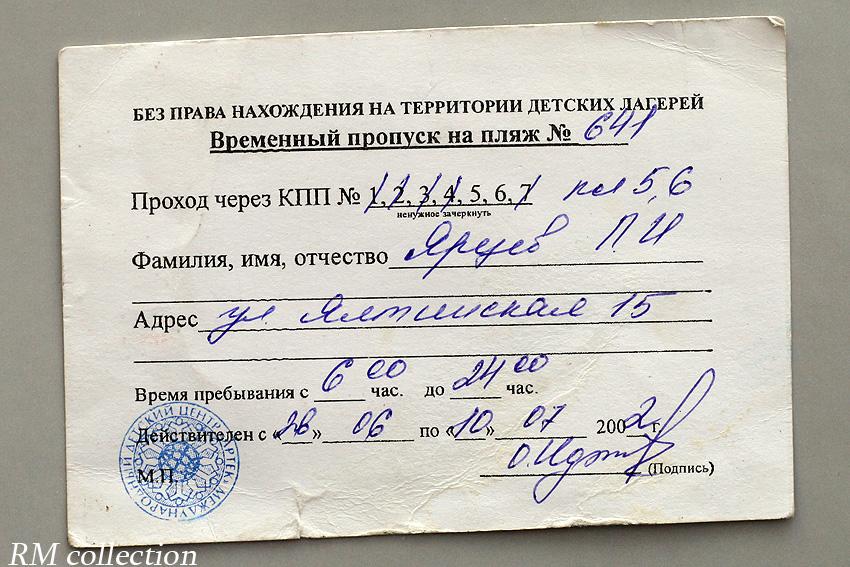 Временный пропуск образец