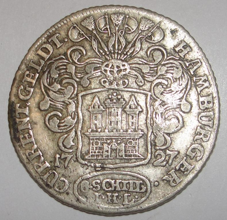 8 шиллингов (1/2 марки) 1727 года Гамбург