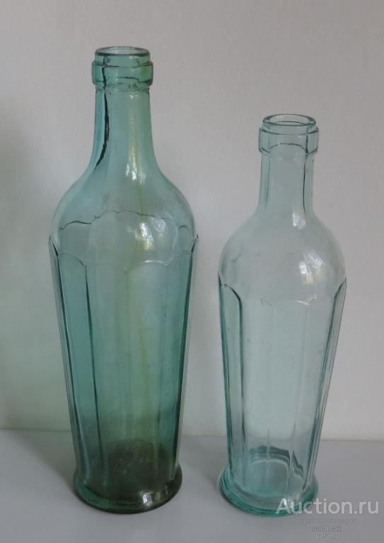 Граненая Бутылка Масло Вино Уксус СССР 1950-е годы ЛОТ две бутылки