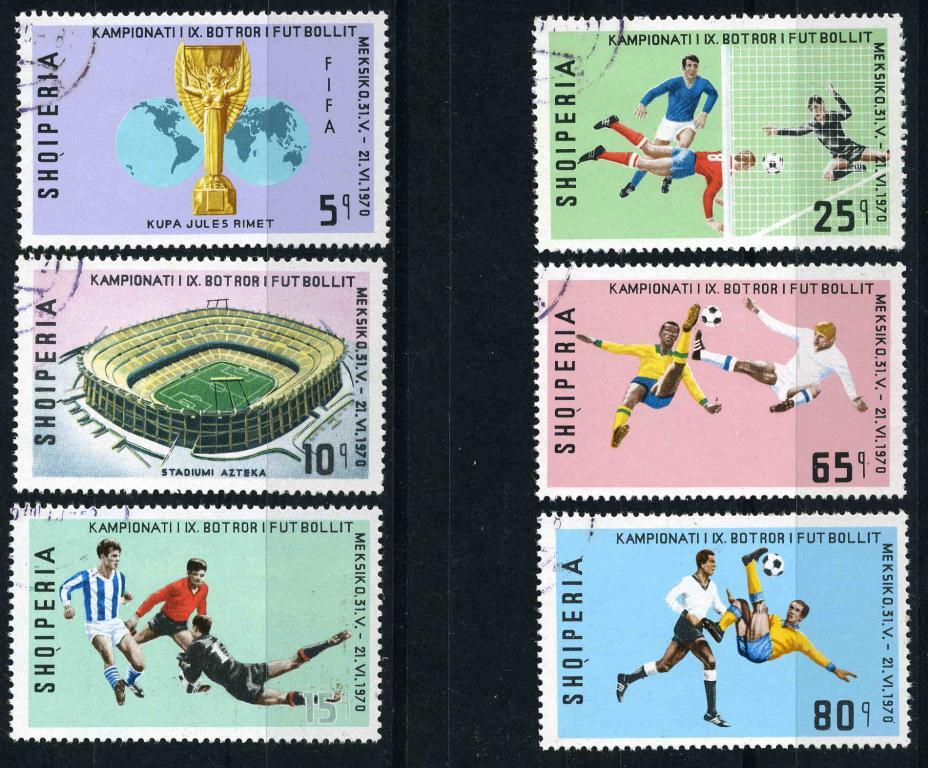 Албания. Футбол. Чемпионат мира по футболу в Мексике. Серия 6 марок. 1970 