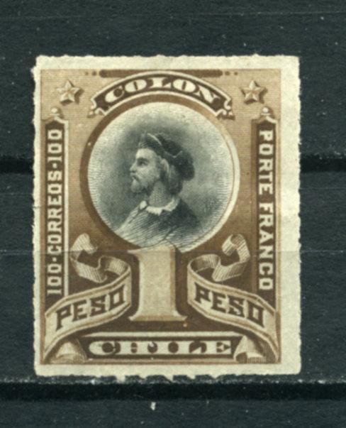 Чили. Христофор  Колумб. Стандарт. НОМИНАЛ 1 ПЕСО. 1 марка. 1883/99* 