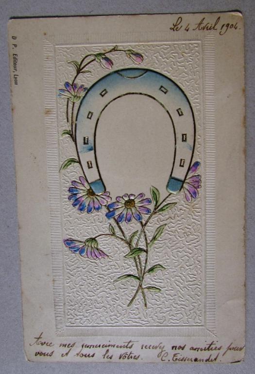 Подкова и цветы Франция Штемпель 1904