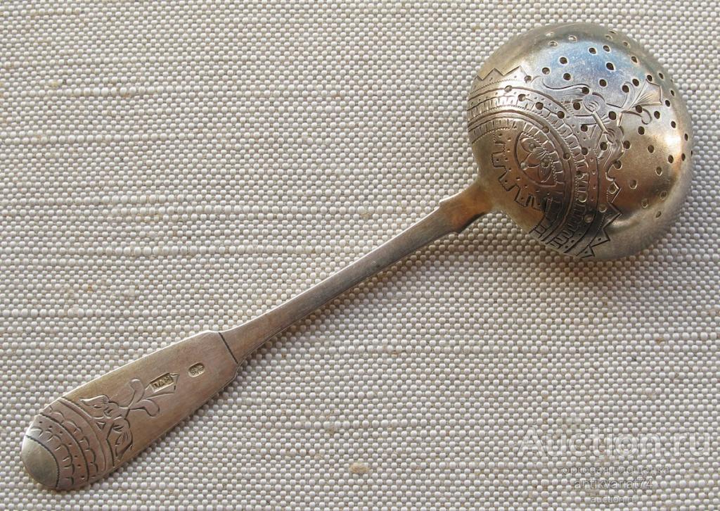 Ситечко, серебро 84 проба, золочение, Россия, Москва, 1880-90гг., 27грамм, 159мм
