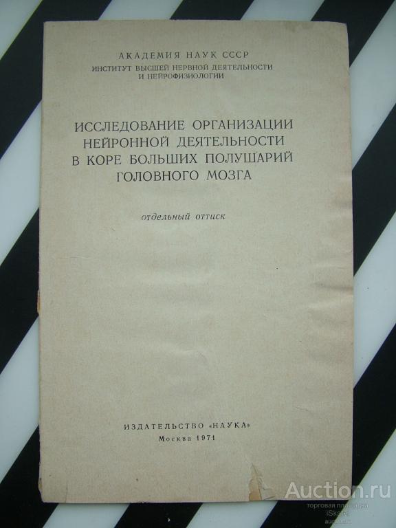 Исследование организации нейронной деятельности в коре больших полушарий головного мозга. 1971