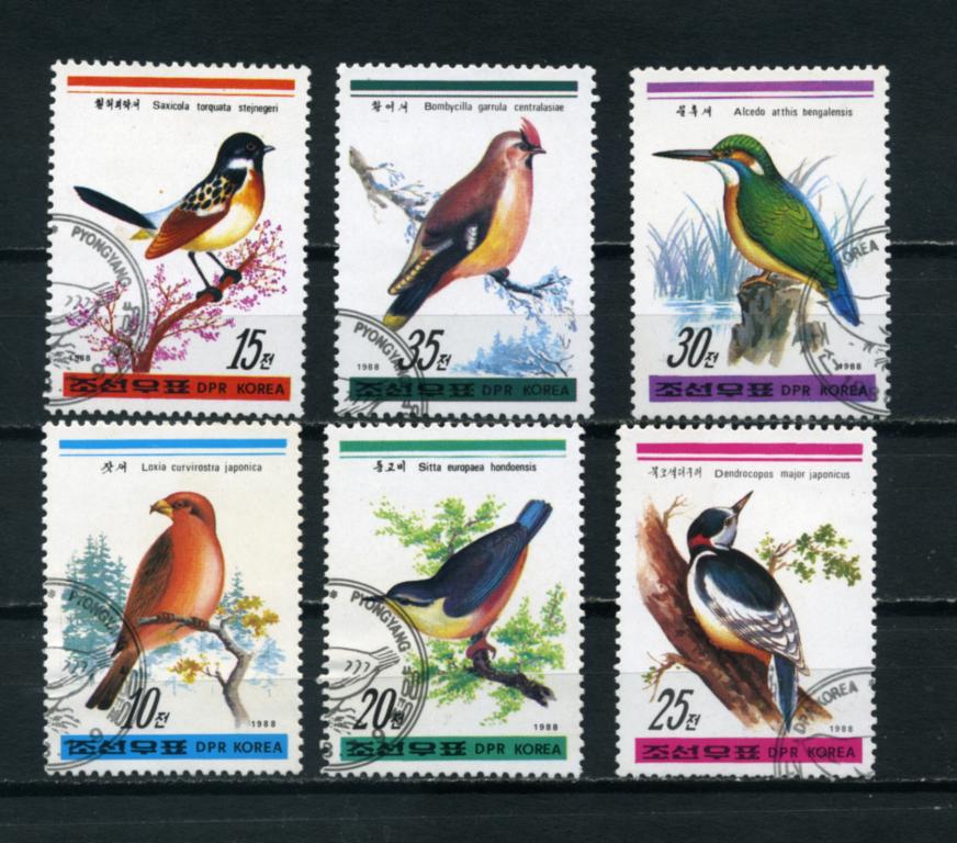 Корея. Певчие птицы. Серия 6 марок. 1988.
