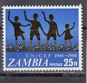 ZAMBIA  ЗАМБИЯ   Защита детей Золото  № 54  1968  Сост**