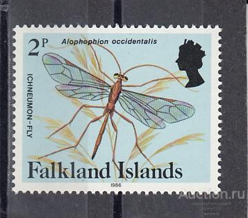 FALKLAND ISLANDS  Насекомые № 391  1986   5 Евро  Сост**
