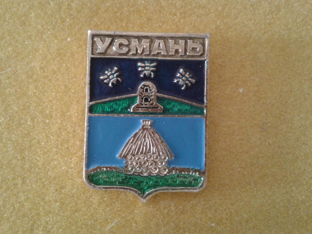 Значок СССР герб УСМАНЬ 18 векбез заколки 
