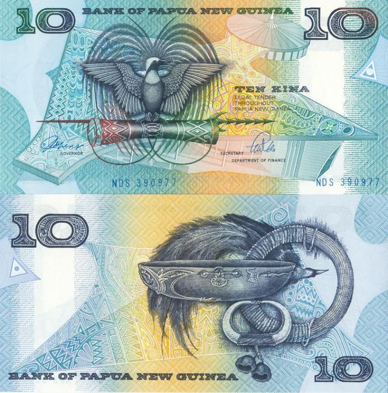 Папуа-Новая Гвинея 10 кина 1989-1992 P9b пресс unc