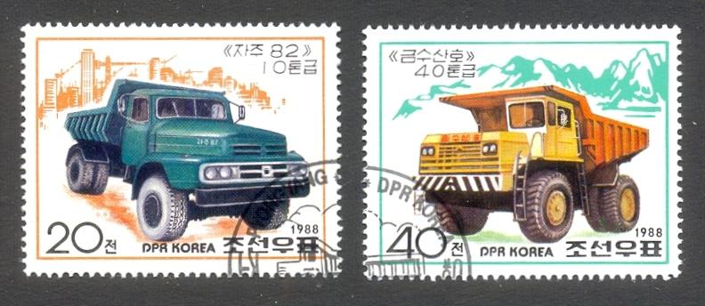 1988г. КНДР. Грузовые автомобили. №2963,2964 (Michel)