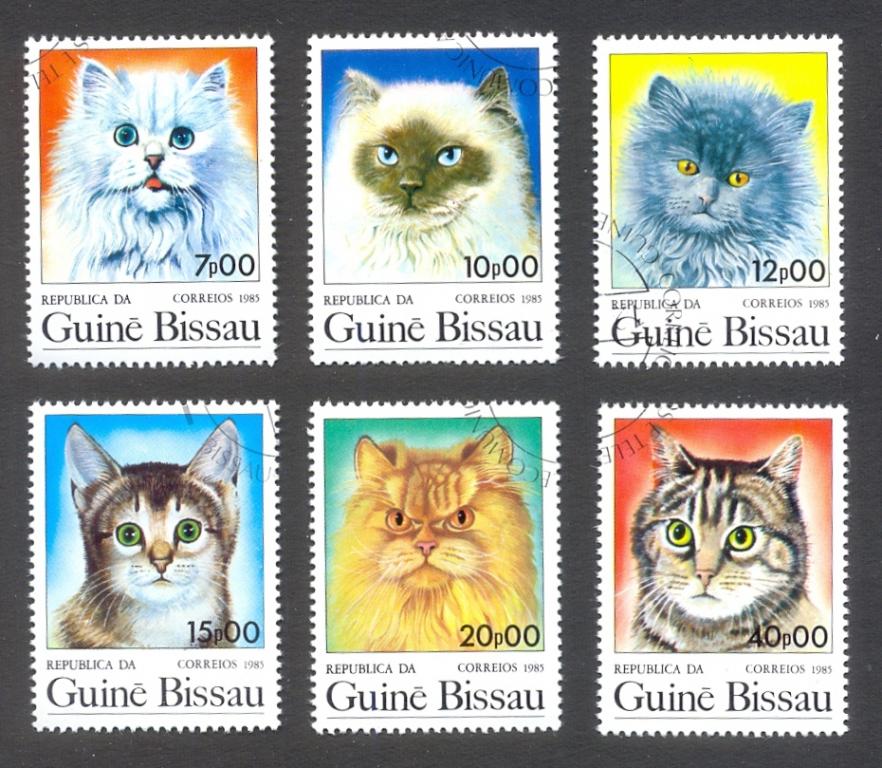 1985г. Гвинея-Биссау. Кошки. Серия № 856-861 (Michel)