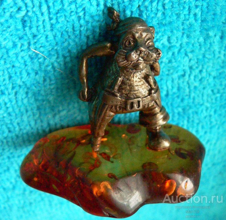 Кот пират латунь янтарь #32