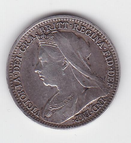 АНГЛИЯ 3 ПЕНСА 1895 XF